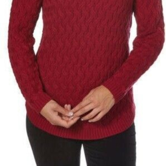 Jeanne Pierre Women Fisherman Knit Sweater Red - Picture 4 of 7